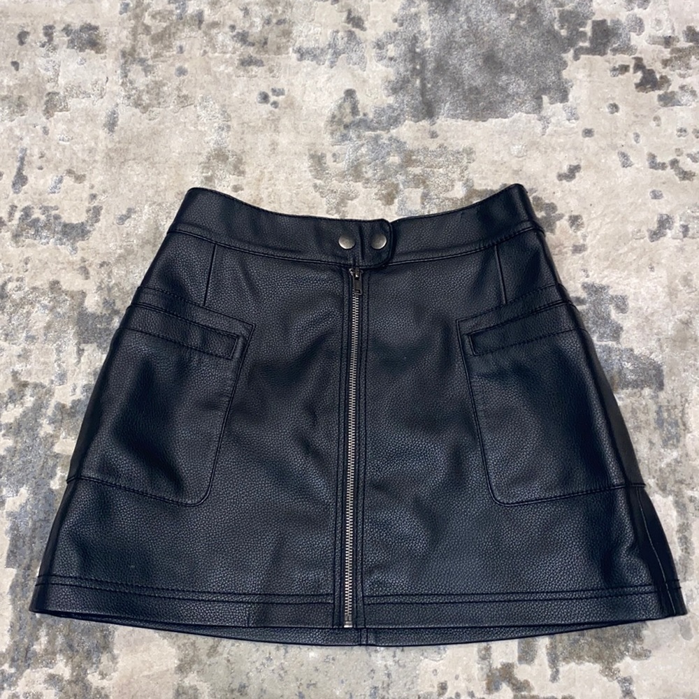 Free people mini pebble leather skirt
